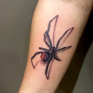 spider tattoo on forearm