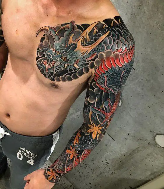 Japanese samurai skull chest tattoo Part of a color Japanese sleeve   Tattoos Traditional japanese tattoos Japanese tattoo