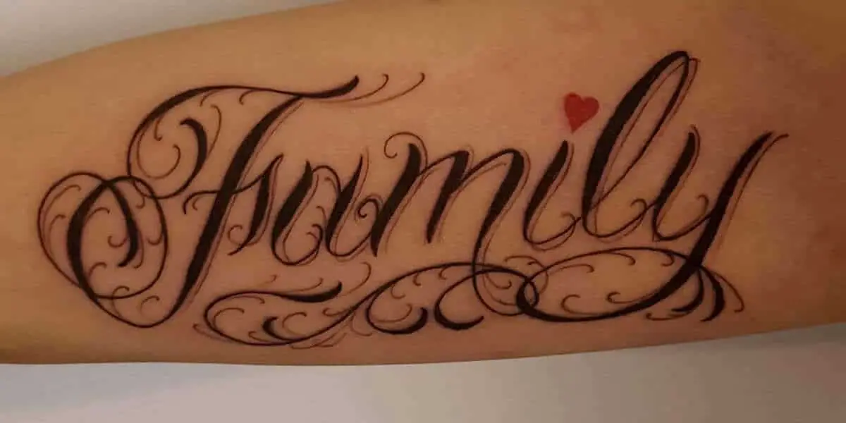 Tattoo uploaded by Eric Adorno  Today got to do a firsttattoo for Jay of  some traditionalroses  the word family inside  Super fun to do   TattzByAG Lettering LetteringTattoo Roses 